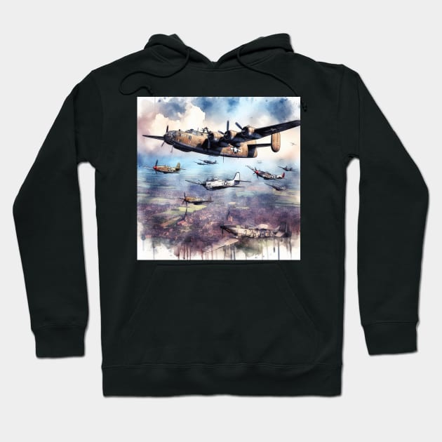 Fantasy illustration of WWII aircraft in battle Hoodie by WelshDesigns